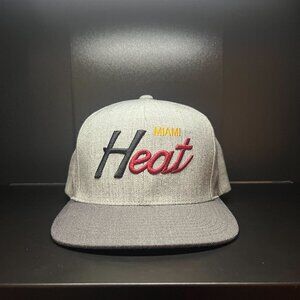 Mitchell & Ness Miami Heat Grey Red Adjustable Snapback Hat Cap NBA Basketball